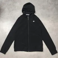 adidas ナイロンジャケット 黒 フード ロゴ シンプル S