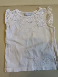 タルティーヌエショコラ 花刺繍 フリル袖Tシャツ