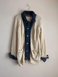 フリーズマートのデニムドッキングニットカーディガン