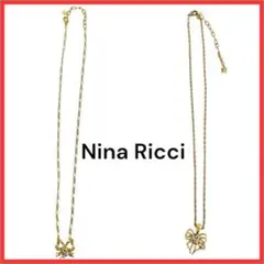 Nina Ricci ニナリッチ NRロゴネックレス りぼんモチーフ ゴールド