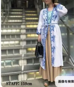 フリークスストア　花柄刺繍ロングガウン ホワイト　ブルーのサムネイル