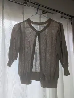 新品 natural couture パール調ボタン 半袖カーディガン　ベージュのサムネイル