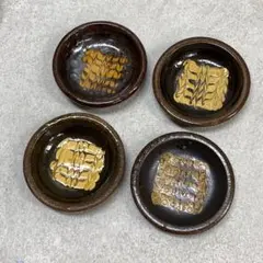 C-5 豆皿 4点 布志名焼 スリップウェア 民藝 レトロ 深鉢 小皿
