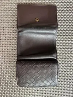 ボッテガヴェネタ三つ折り財布 レザー バイカラー ブラウン/オレンジ