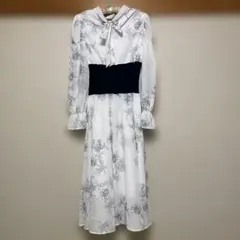 米国購入　フラワープリント　パフスリーブワンピース