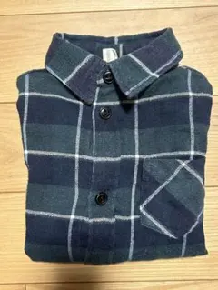 ネイビー系チェック柄長袖シャツ