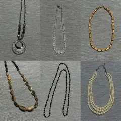 ネックレス 6点まとめ売り アクセサリーセット パール風 ビーズ 個性派