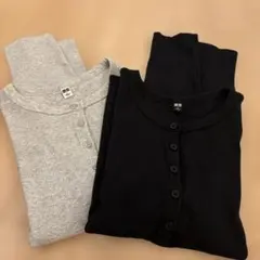 UNIQLO リブヘンリーネックT L