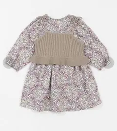 プティマイン 花柄ワンピースビスチェセット