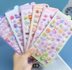 ボンボンドロップシール 6pcsステッカーぷくぷく立体ステッカーデコシール