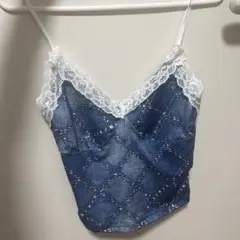 デニム風プリントキャミソール