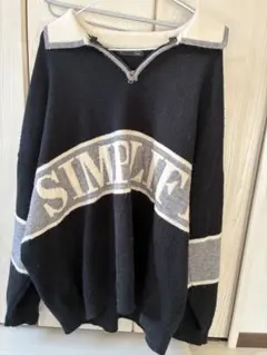 SIMPLE ジップアップセーター 黒/グレー/アイボリー