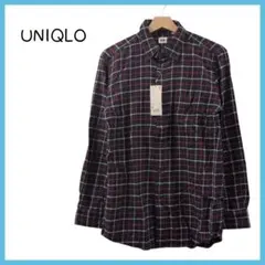 【新品タグ付き】UNIQLO ユニクロ フランネルチェックシャツ M ネイビー