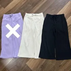 GU GIRLSリブプルオンワイドフレアパンツ 110 2色セット