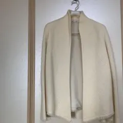 アイボリー ニット ノーカラージャケット