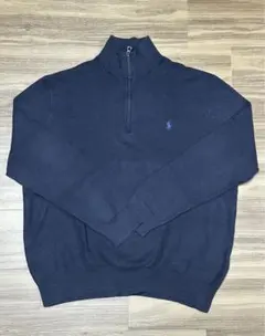 《現行タグ》POLO ラルフローレン コットンニット ハーフジップ XL ネイビ