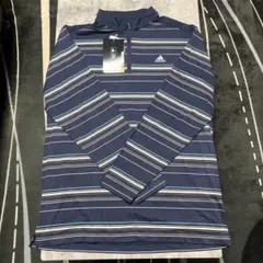 adidas ネイビーストライプ ハーフジップLLメンズ