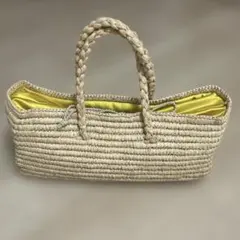 ZARA ザラ ベージュ かごバッグ イエロー内布付き