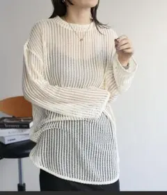 美品　前後2wayメッシュニットトップスのサムネイル