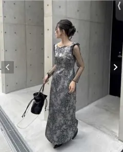 ※nonさま専用※【リルアー】ショルダーリボンジャガードドレス/￼m long