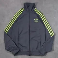 アディダス トラックジャケット 古着 刺繍 襟高 韓国 グレー 黄色 19262