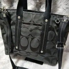 【美品】COACHシグネチャーショルダーバックトートバック2way