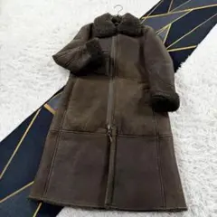 総丈89㎝ FENDI ムートン ラムレザーコート パープル 本毛皮 AA570 