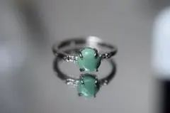 RS7-34 シルバー 青緑色 天然 ターコイズ 指輪 リング フリーサイズ