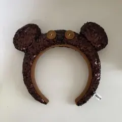 ブラウン クマ耳 スパンコール カチューシャ　ティム