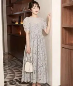 美品【Chico】レースフレアワンピース オケージョンドレス