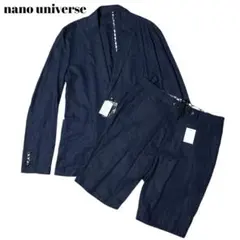 極美品 ナノユニバース 佐藤テーラー シアサッカー 2Bセットアップスーツ 48 美品 ナノユニバース 佐藤テーラー イタリア生地シアサッカー
