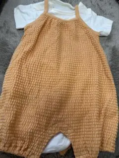 GU ワッフル生地ロンパース 70cm オレンジ