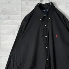 90s ラルフローレン BLAKE BDシャツ ブラック 赤ポニー 刺繍ロゴ