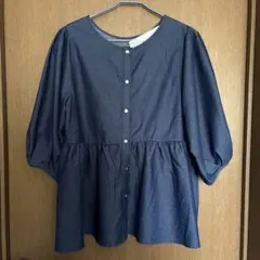 グローバルワーク　デニムペプラムブラウス　新品ダク付