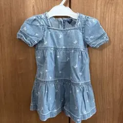 GAP デニム花柄刺繍 半袖ワンピース 12-18ヶ月　80cm