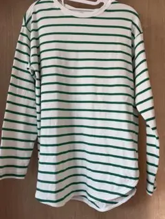 AMERICAN HOLIC 長袖Tシャツ M ホワイト/グリーンストライプ