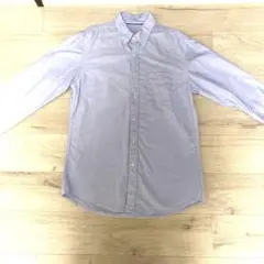 【美品】UNIQLO ユニクロ　ブルー　コットン Mサイズ 長袖シャツ