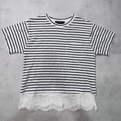 ボーダーTシャツ レース裾 アーカイブ グランジ y2k パンクのサムネイル