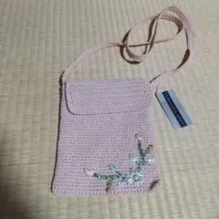 ピンクの編み物 ポシェット