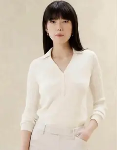 BANANA REPUBLIC バナリパ　リブヘンリーポロセーター　M