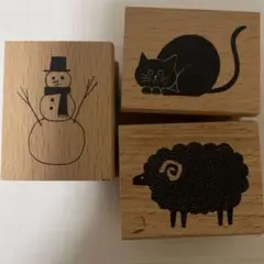 プロペラスタジオ　スタンプ 3点セット 雪だるま 猫 羊 はんこ