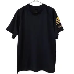 adidas アディダス【M】ロゴ入りTシャツ ブラック