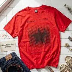 グラニフ　大判スタープリント 半袖Tシャツ 綿100% 赤 L メンズのサムネイル