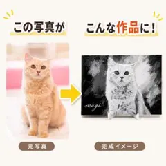 【オーダーメイド】うちの子 ペット肖像画 犬 猫 3Dモノクロアート