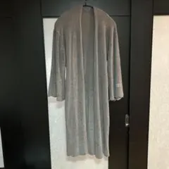 【美品】値下げ　ジェラートピケ　スカラップ　ロングカーディガン　もこもこ　グレー