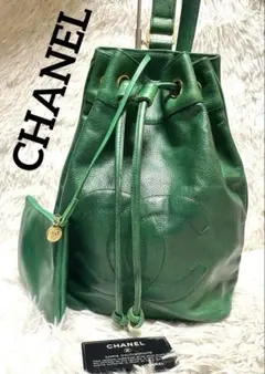 【美品】シャネル キャビアスキン ショルダーバッグ 巾着型 ポーチ付 ココマークのサムネイル