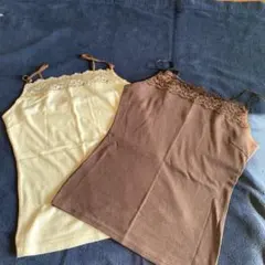 美品☆UNIQLO レース付きキャミソール 2枚セット M