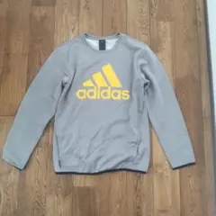 【デカロゴポケット付き】アディダスCLIMLITE グレー スエットトレーナーM