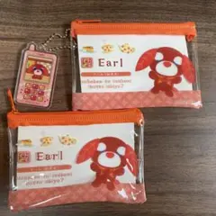 セリア　お茶犬　ミニクリアポーチ・ガラケー型アクリルキーホルダー　アール