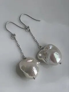 ビンテージ バロックパール シルバー ピアス SILVER 大振り 真珠 